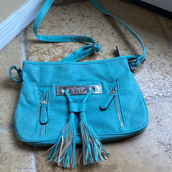 Nicole Miller New York Handbags - Nicole Miller New York teal purse handbag new fringe